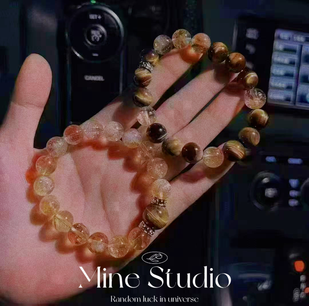 Mine Studio｜天然虎眼石黄水晶手链招米黄发晶情侣手链事业手链