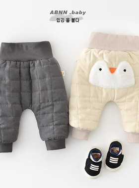 新生儿裤子儿童冬季加厚卡通小企鹅大pp裤宝宝外穿加厚棉裤55626