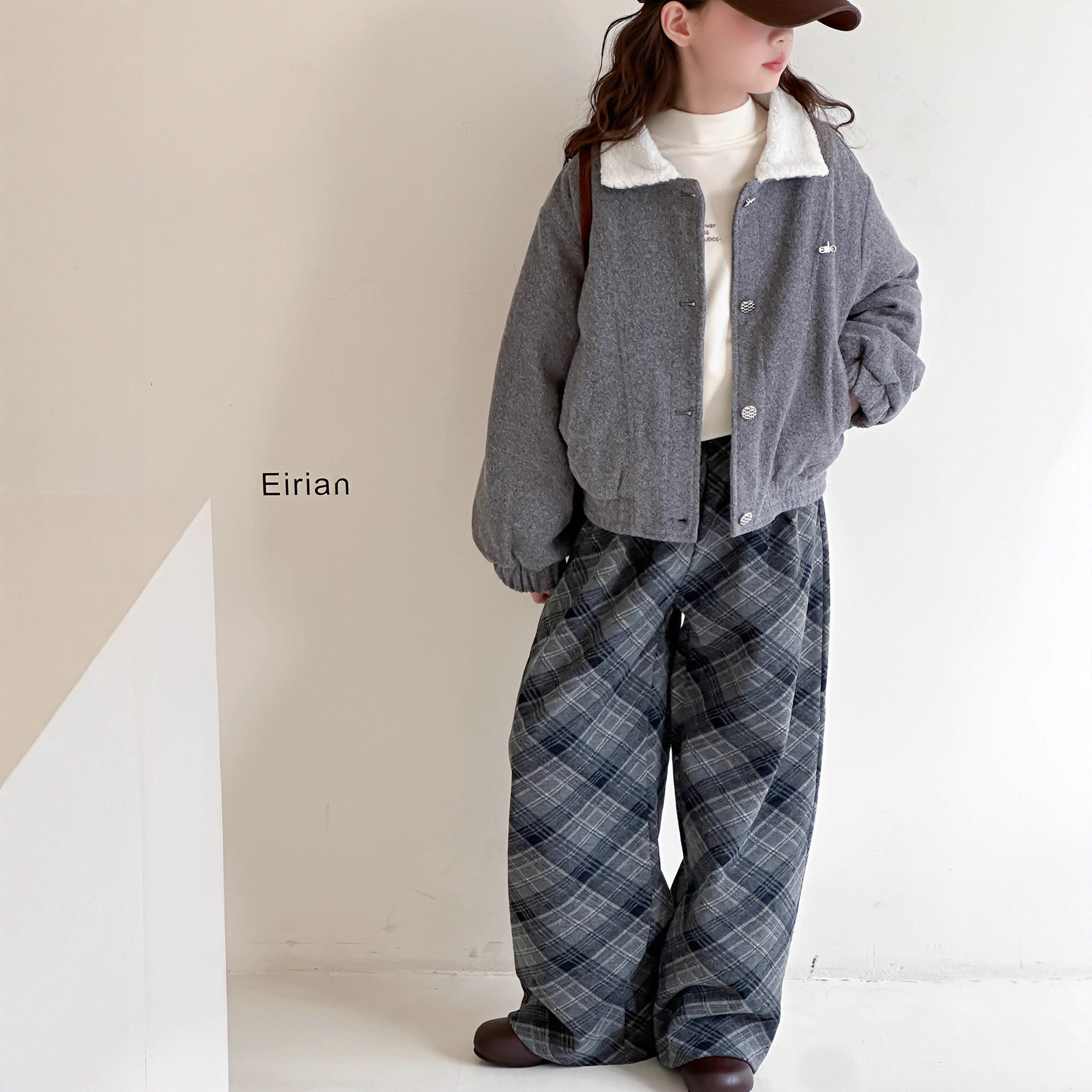 女童短款外套秋冬装2025新款中大童翻领夹棉夹克韩版加厚上衣