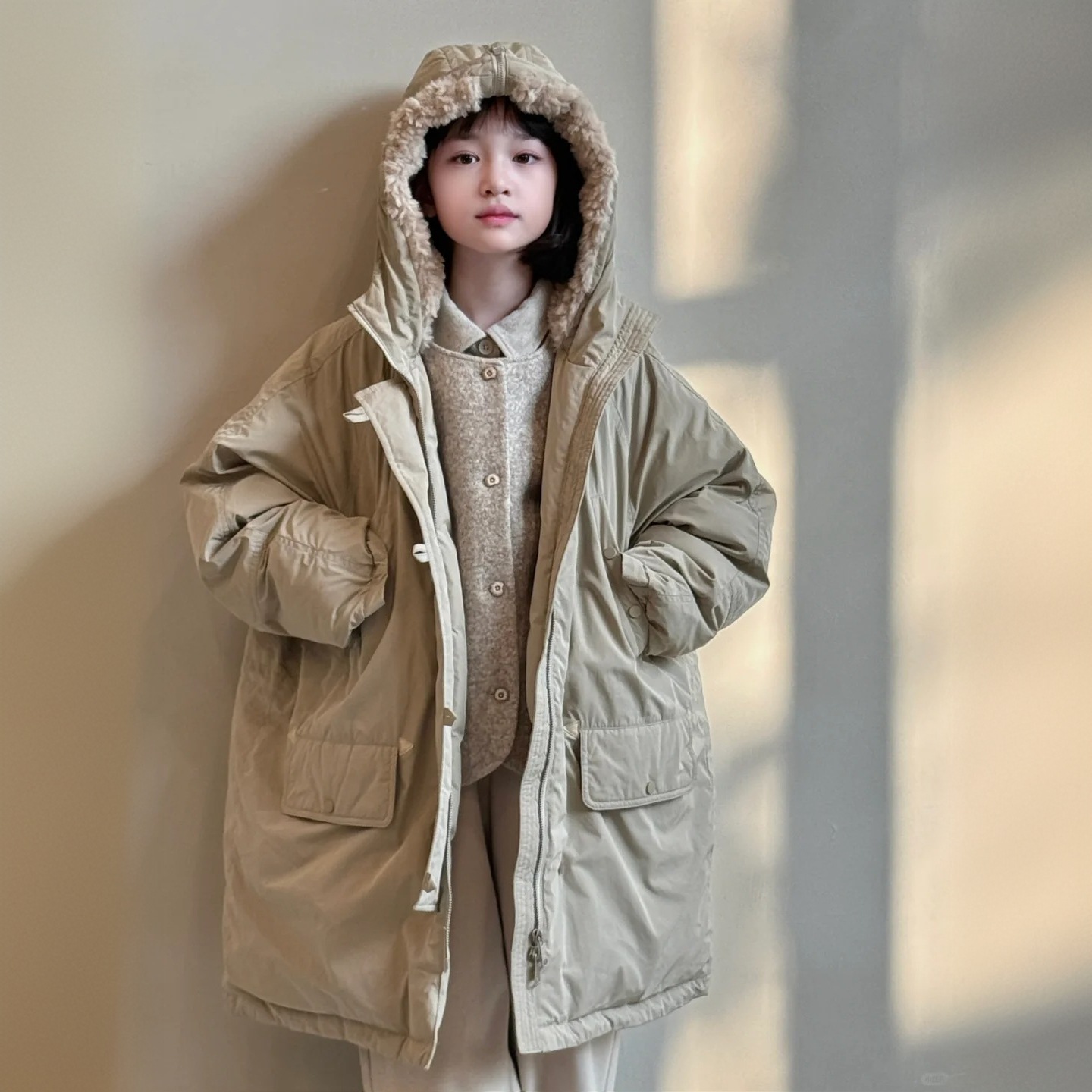 【现货】儿童韩系童装女童长款羽绒棉服新款冬装洋气儿童加厚外套