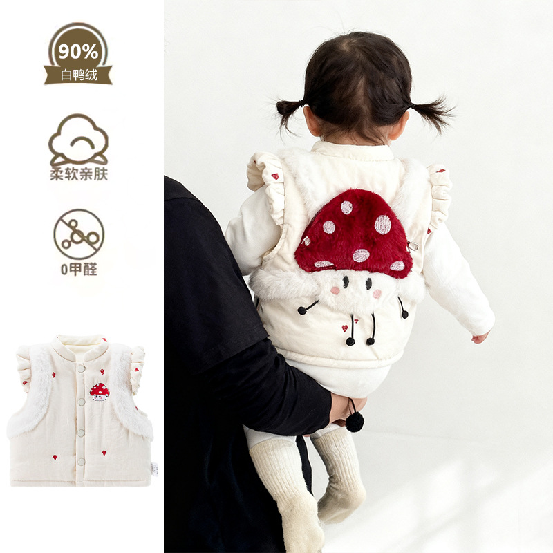 婴儿羽绒马甲冬季新款女童白鸭绒无袖外套女宝宝轻薄羽绒衣服 a
