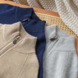 100%羊毛衫儿男半高领半拉链加厚打底毛衣男女童秋冬羊绒针织上衣