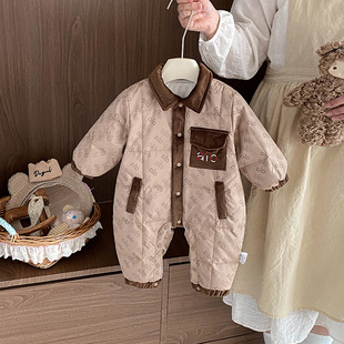 新生婴儿衣服秋冬装男宝宝薄羽绒连体衣秋冬外穿保暖哈衣外出