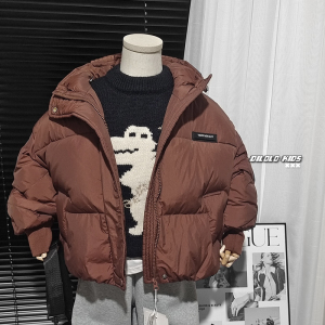 儿童轻薄款羽绒服2023新款男童外套面包棕色保暖冬装宝宝加厚韩版