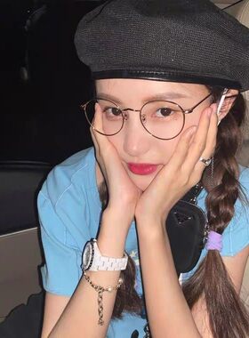 ins小脸金色金丝边林小宅同款眼镜框女素颜女小框眼镜可配近视镜