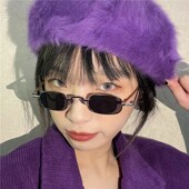 韩版 原宿复古小框方形金属眼镜框太阳镜男攀娘同款 小脸潮墨镜