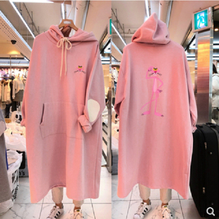 女装 长袖 300斤胖mm春秋装 宽松中长款 孕妇连衣裙卫衣女 韩版 特大码