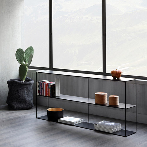 北欧铁艺落地书架客厅沙发后装饰