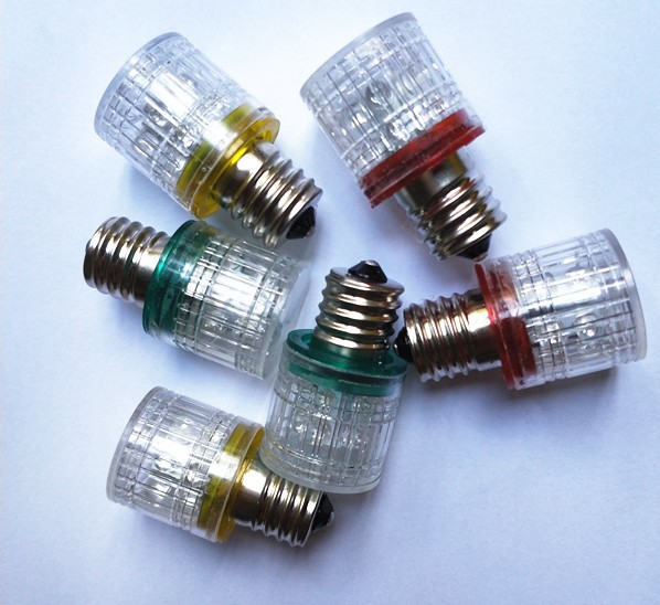 e17LED螺口灯泡带罩LED灯泡E17 12V24V110V220V设备机床指示灯E17