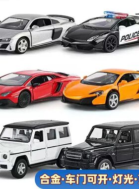 合金仿真特斯拉警车声光回力模型