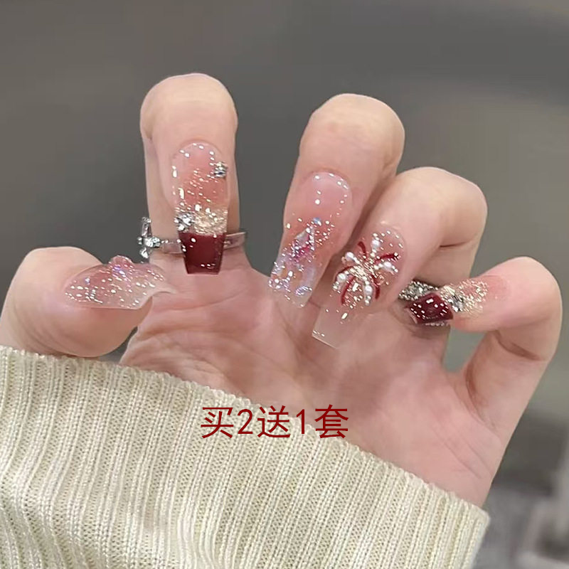 新年战甲烟花穿戴甲爆闪钻假指甲贴片中长款美甲甲片成品孕妇可用,彩妆/香水/美妆工具,美甲工具,淘宝优惠券,粉丝福利购,淘宝优惠卷