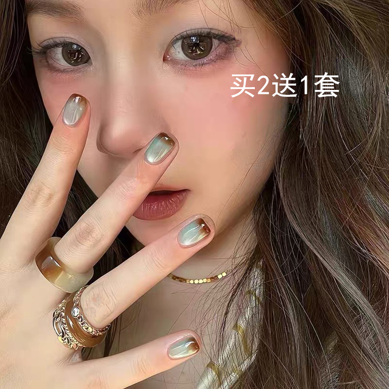 网红爆款法式猫眼穿戴甲短款高级感小众假指甲贴片秋冬新款美甲片,彩妆/香水/美妆工具,穿戴甲/甲片,淘宝优惠券,粉丝福利购,淘宝优惠卷