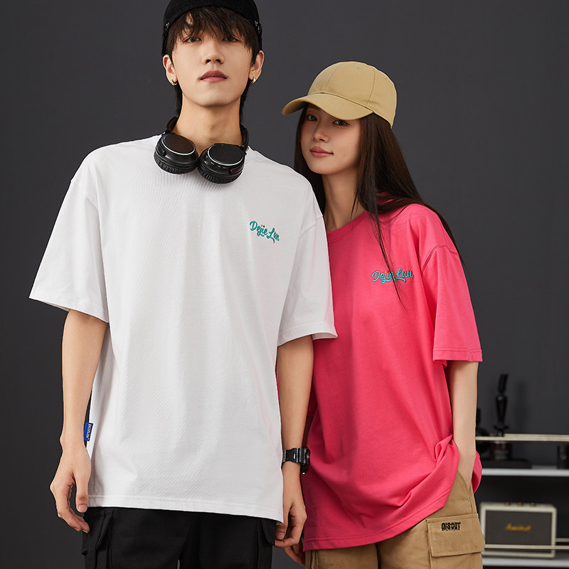 夏季短袖纯棉Dejielun宽松情侣