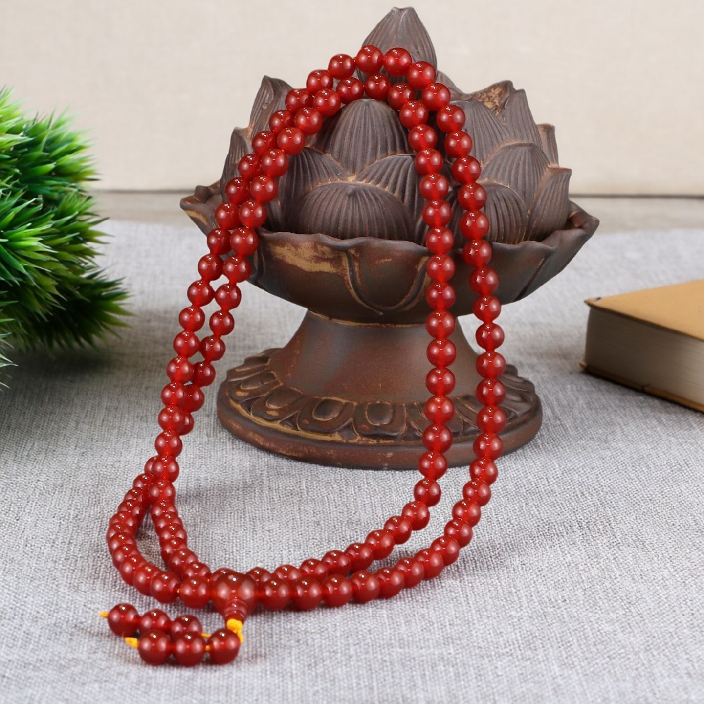 2024地藏F会纪念品同款红玛瑙108颗珠手串饰品红玛瑙圆珠项链配饰