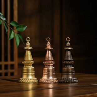 纯铜加厚噶当塔佛塔吊坠摆件圆塔舍利塔文塔法器供具可装藏宝塔