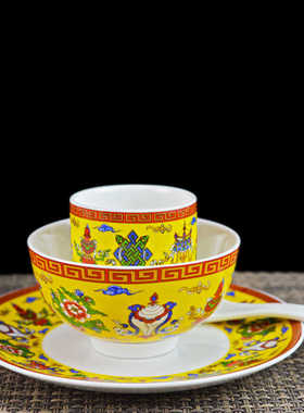 藏式陶瓷民族风餐具八宝碗碟勺杯