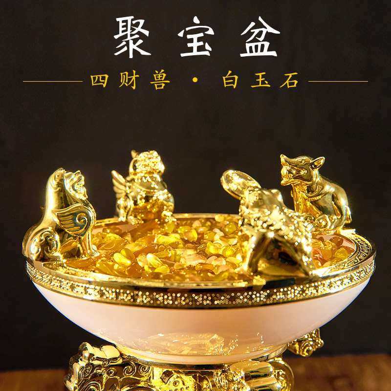 唐多括罗招财四财兽聚宝盆白玉