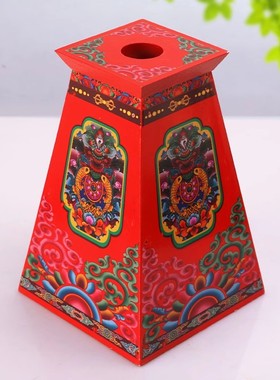 藏式fa鼓底座家用手摇木底座彩绘八吉祥财神箭矩形禅杖法器底座