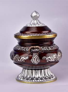 藏式民族风尼泊尔工艺合金糌粑盒