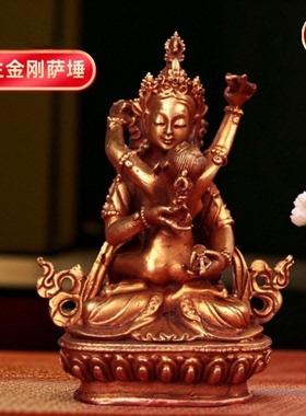藏式古色铜3寸双生金刚萨埵佛像