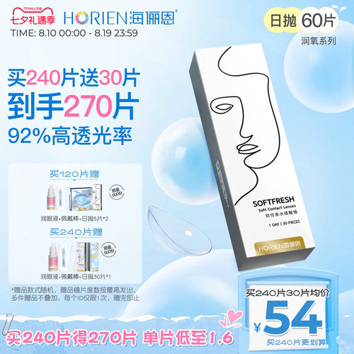 海俪恩润氧日抛60片隐形眼镜