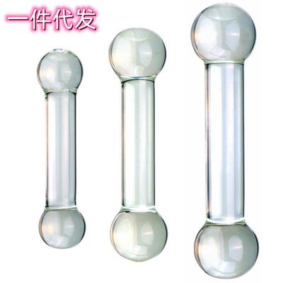 双头哑铃透明玻璃按摩棒按摩棒细腻新款耐高温穴位抚慰器具细腻玻