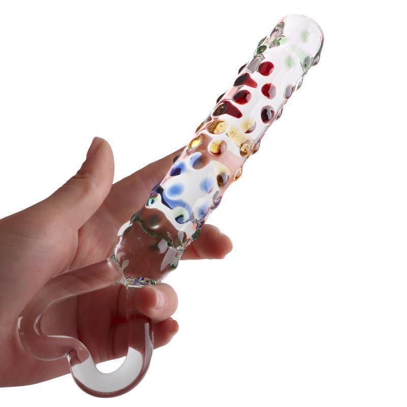 心型水晶玻璃琉璃七彩器器 琅琊器螺纹按摩器 男女自律新款工具按