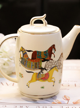 马到福来陶瓷泡茶壶耐高温茶壶养生壶茶壶泡茶家用水壶家用储水