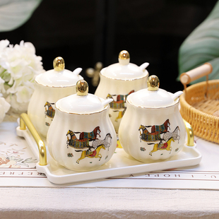 【马到福来】陶瓷罐子陶瓷调味罐调料罐组合套装厨房调味收纳盒