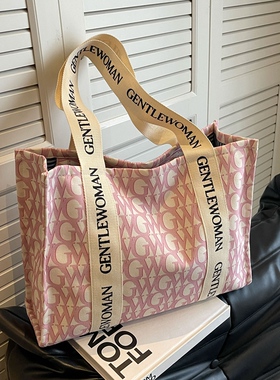 时尚帆布大容量托特包女新款泰国网红gentlewoman字母手提通勤包