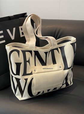 泰国网红gentlewoman洋气手提包包新款时尚帆布百搭大容量托特包