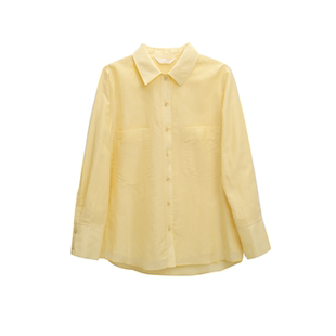 秋冬休闲风宽松廓形亚麻衬衫 翻领显瘦百搭通勤上衣244SY247 女长袖