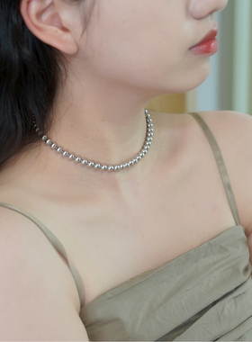 如帆小众轻奢高级感灰珍珠串颈链时尚通勤叠戴锁骨链项链女50772