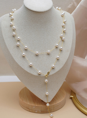 如帆小众简约通勤珍珠毛衣链925纯银长项链时尚百搭配饰优雅50721