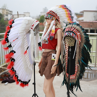 顺丰包邮印第安头饰 非洲野人部落成人儿童印第安人羽毛头饰道具