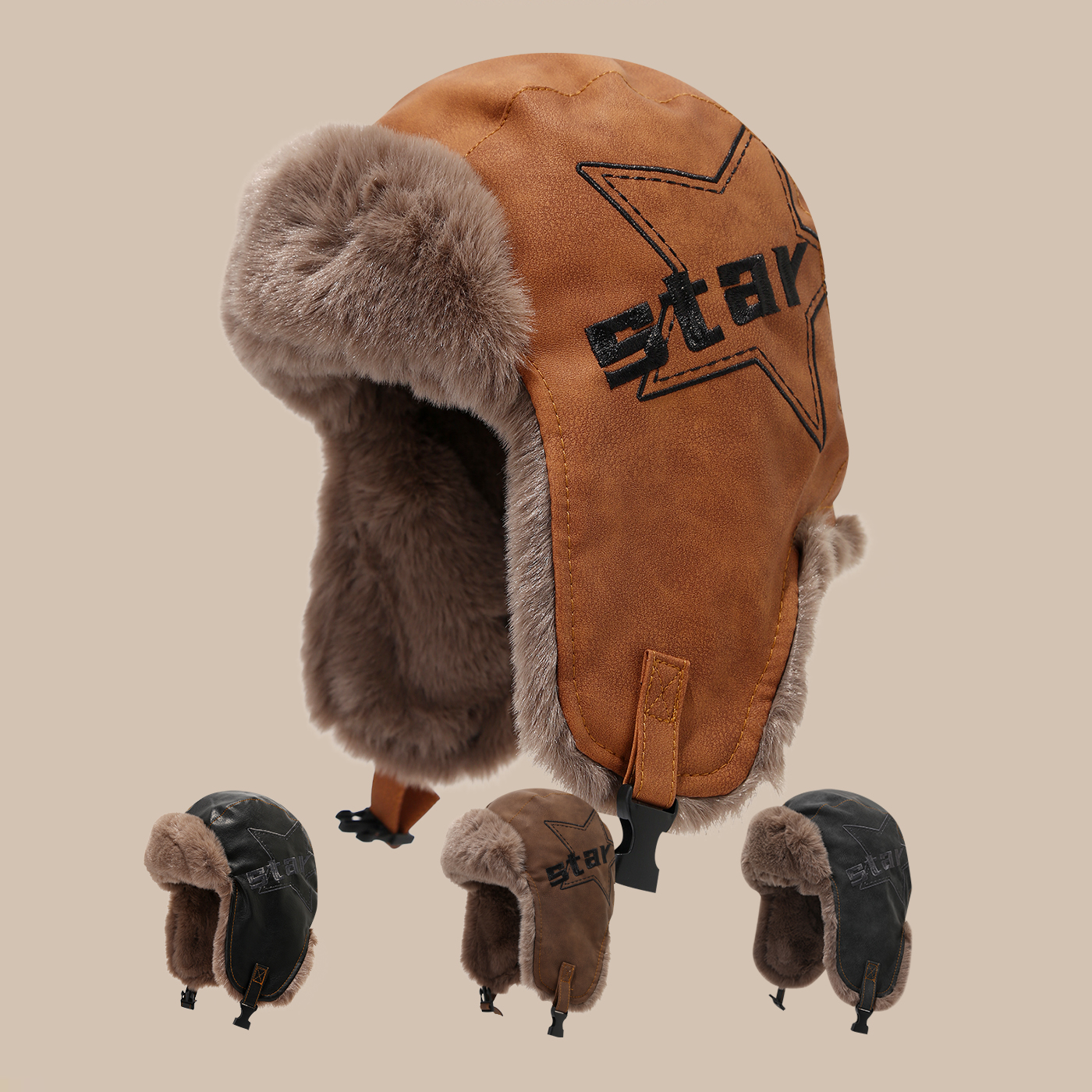 儿童帽子冬季男童加绒加厚雷锋帽男孩帅气保暖防风防寒护耳帽冬天