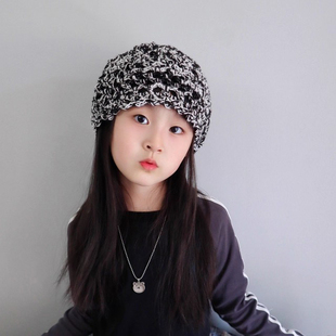 韩系儿童手工钩织针织帽子女童新款春秋薄款包头帽女宝宝套头帽