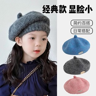 秋冬季 小孩画家帽潮男女宝宝南瓜帽3岁 儿童帽子贝雷帽女童ins韩版