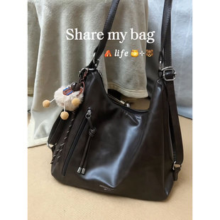 采晨自制新款一包三背软皮单肩双肩包女2025通勤腋下斜挎托特包潮