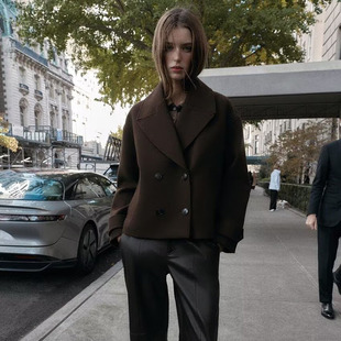 翻领长袖 双襟短款 大衣外套 ZA 2025冬季 706 女装 3046297 700 新款