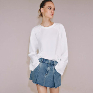 新款 5216064 女装 百搭中腰宽褶饰牛仔短裙 400 时尚 ZA 2026夏季