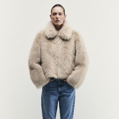 ZA 2025冬季新款女装休闲双面人造毛效果夹克外套 4745221 832