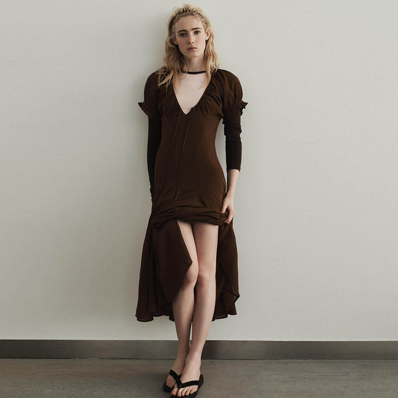 ZA 2026春季新款女装时尚薄纱波浪式宽摆迷笛连衣裙 0881344 700