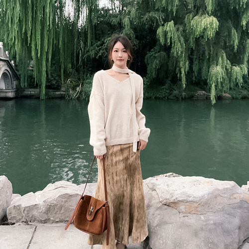 时尚洋气爆款中长裙A字裙女