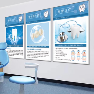 口腔诊所墙面装饰画牙医门诊挂画牙齿知识科普海报种植牙墙贴壁画