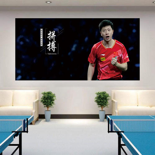 小区公司活动室乒乓球馆墙面装饰画训练馆明星励志墙贴海报贴纸画