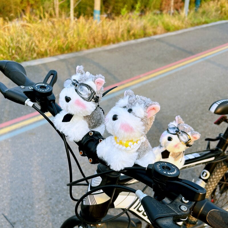 防丢款雪纳瑞玩偶创意自行车配饰可爱山地公路车装饰品毛绒公仔