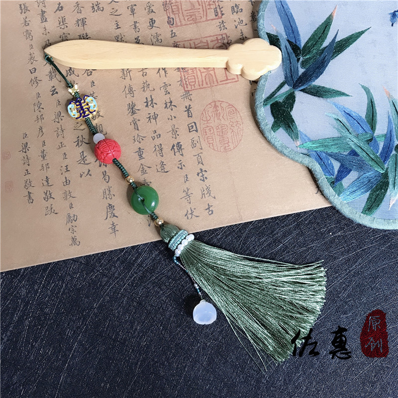 手工扇坠吊坠压襟汉服配饰景泰蓝玛瑙莲蓬流苏挂件中式古风包挂