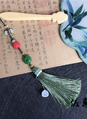 手工扇坠吊坠压襟汉服配饰景泰蓝玛瑙莲蓬流苏挂件中式古风包挂