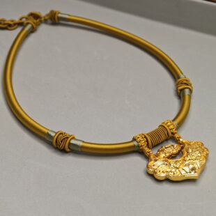 古风汉服配饰锦鲤锁项链粗项圈岫玉百搭如意锁中式项链绳圈复古